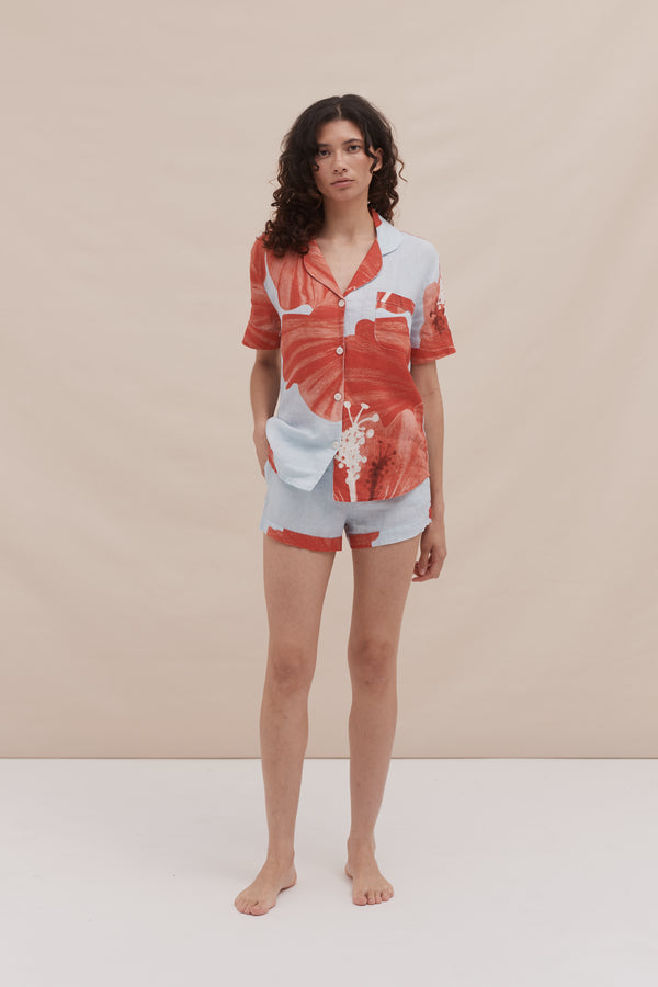 desmond & dempsey Grand Hibiscus Blue/Red