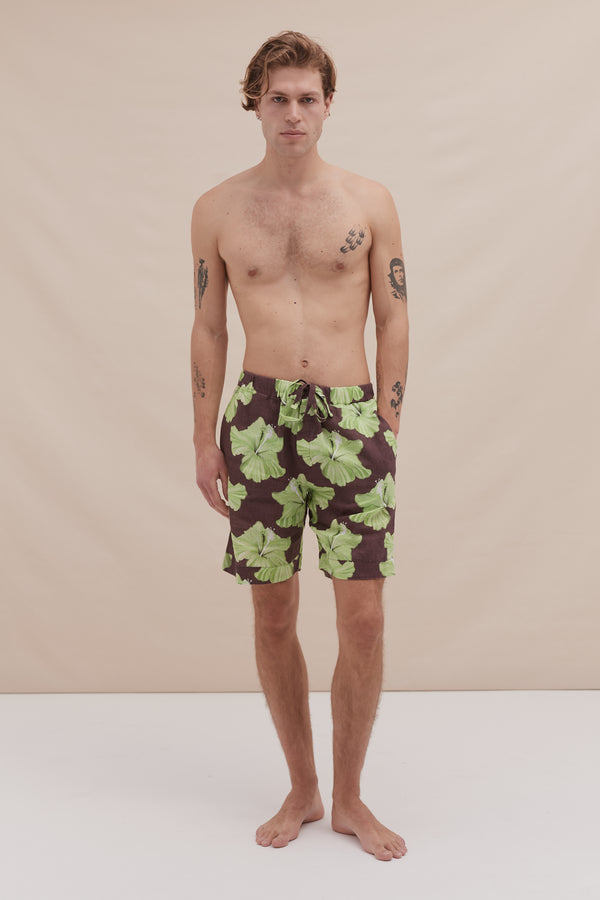 desmond & dempsey Grand Hibiscus Cocoa/Lime