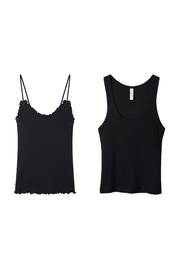 desmond & dempsey Multi Tank Top Set of Two Black