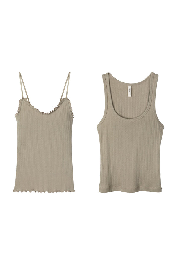 desmond & dempsey Multi Tank Top Set of Two Khaki