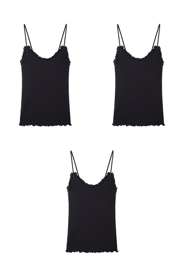 desmond & dempsey Soft V Tank Top Set of Three Black