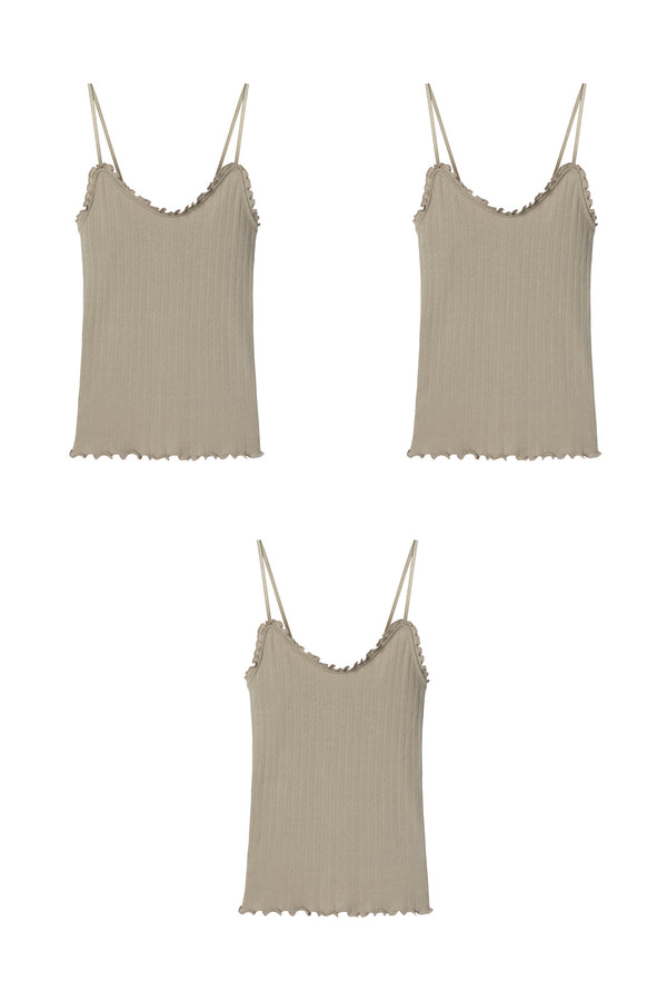desmond & dempsey Soft V Tank Top Set of Three Khaki