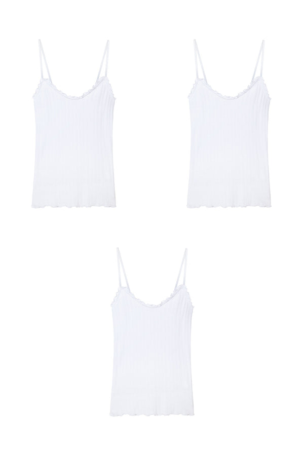 desmond & dempsey Soft V Tank Top Set of Three White