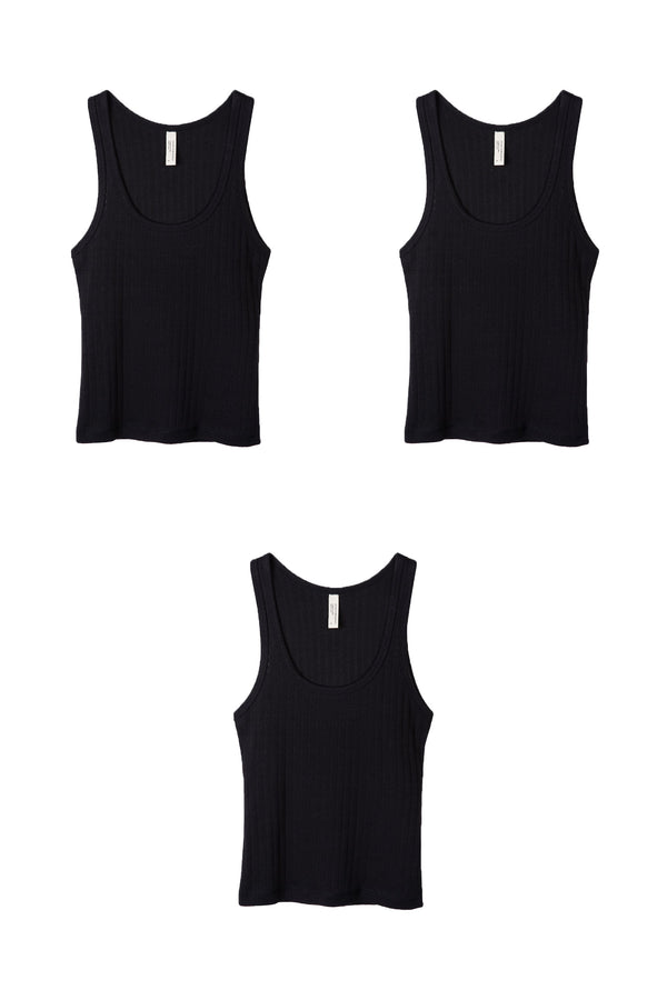 desmond & dempsey Tank Top Set of Three Black