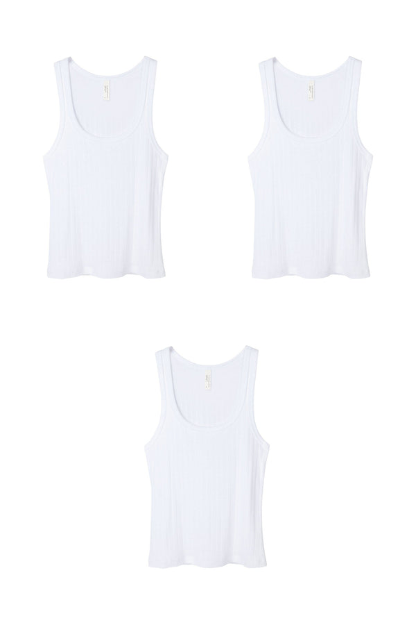 desmond & dempsey Tank Top Set of Three White
