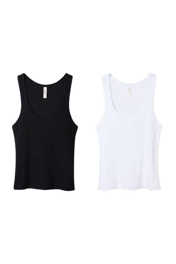 desmond & dempsey Tank Top Set of Two Black/White