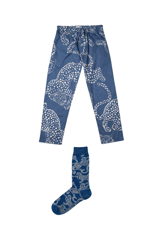 Desmond & Dempsey The Jag Blue Socks & Slacks Gift Set