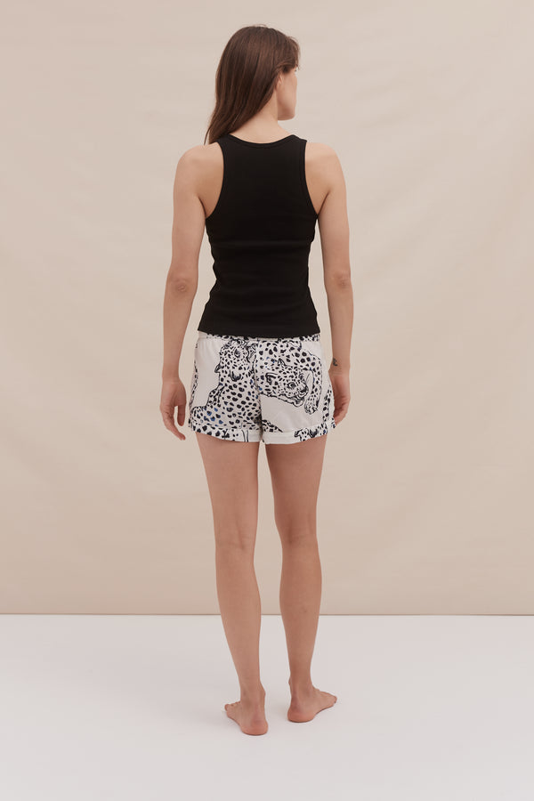 Desmond & Dempsey Tank Top & Shorts Set Black/The Jag Print Cream