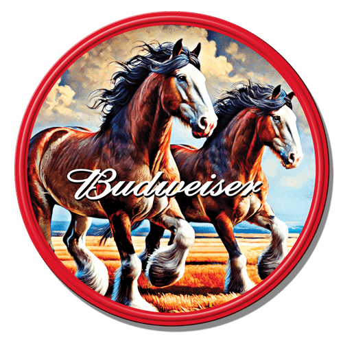 desperate enterprises Budweiser Clydesdales - Round **FULLY EMBOSSED STEEL**