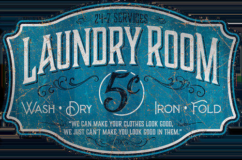 desperate enterprises Laundry Room - Embossed ALUMINUM Die Cut 7.5" x 11.25"