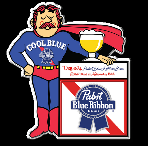 desperate enterprises Pabst Man Cool Blue - Embossed Premium - 23" x 21.5"