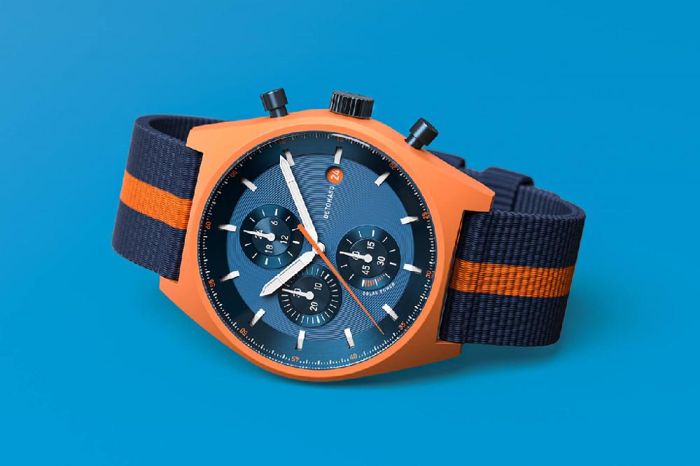 detomaso D10 CHRONO SOLAR ORANGE BLUE