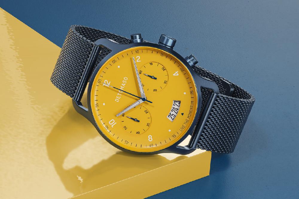 detomaso SORPASSO CHRONOGRAPH GIALLO BLU