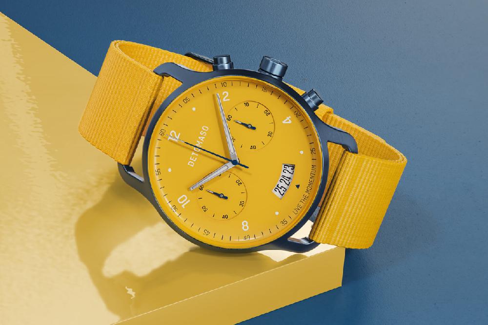 detomaso SORPASSO CHRONOGRAPH GIALLO BLU