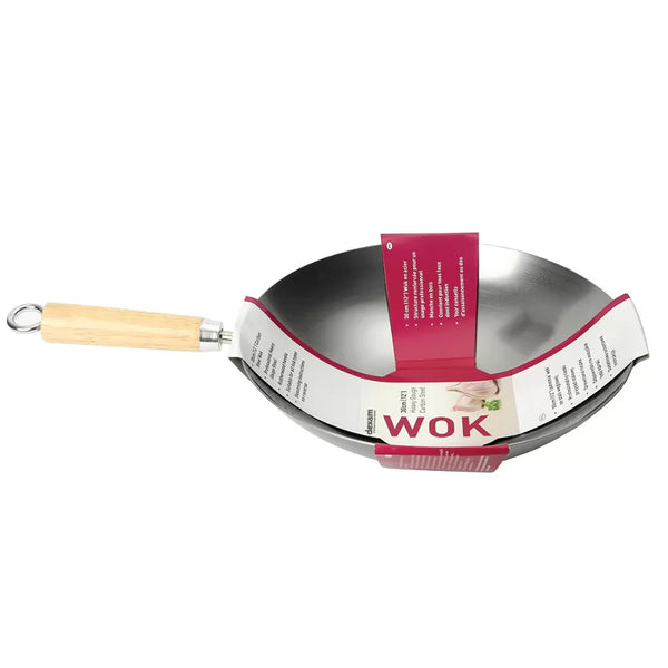 Dexam 12"/30cm Heavy Gauge Uncoated Carbon Steel Wok
