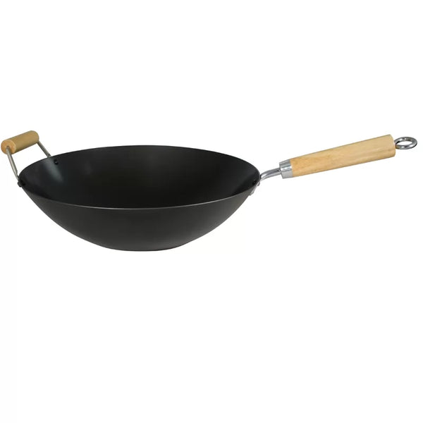dexam 14"/36cm Heavy Gauge Non-Stick Carbon Steel Wok with Helper Handle