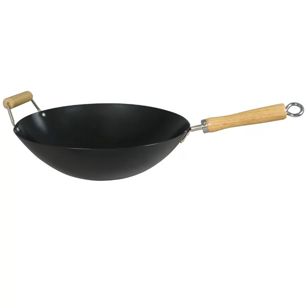 dexam 14"/36cm Standard Gauge Non-Stick Carbon Steel Wok with Helper Handle