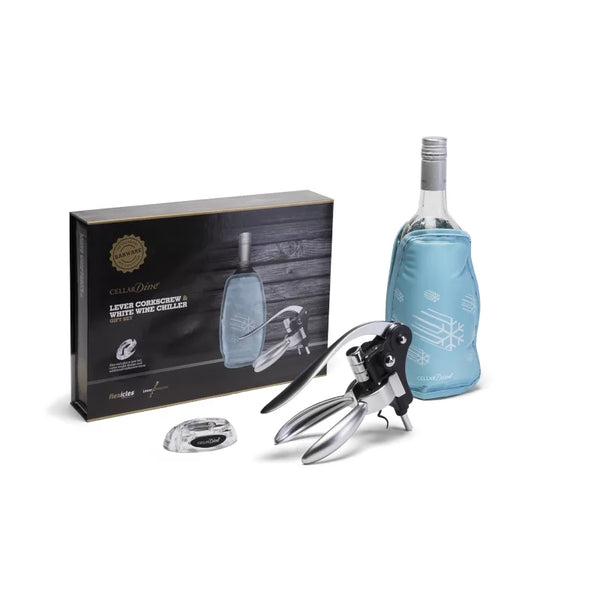 dexam CellarDine Lever Corkscrew & White Wine Chiller Gift Set