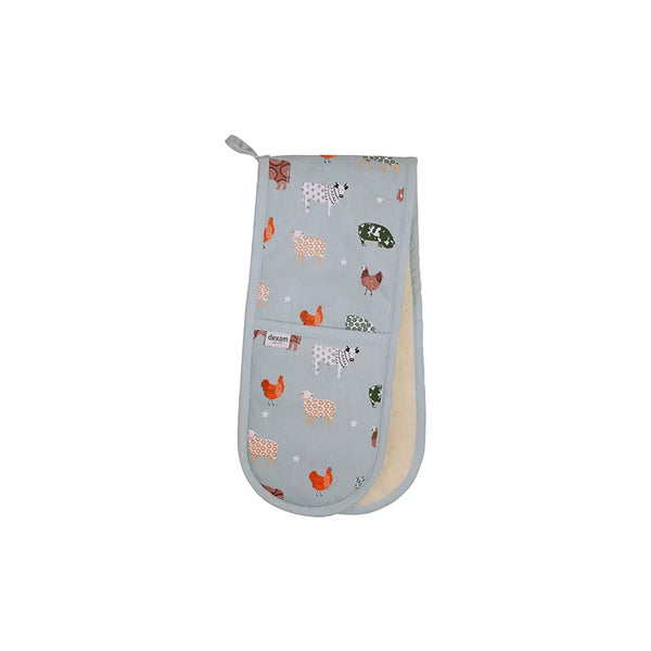 dexam Farmyard Double Oven Gloves - Blue