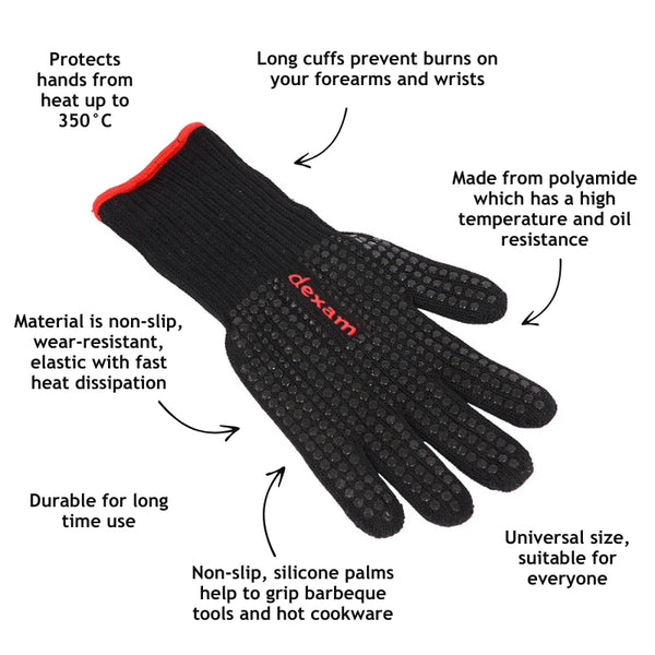 Dexam Heat Resistant Grilling Glove - Black