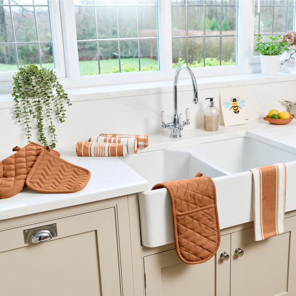 Dexam Love Colour Striped Tea Towel - Terracotta