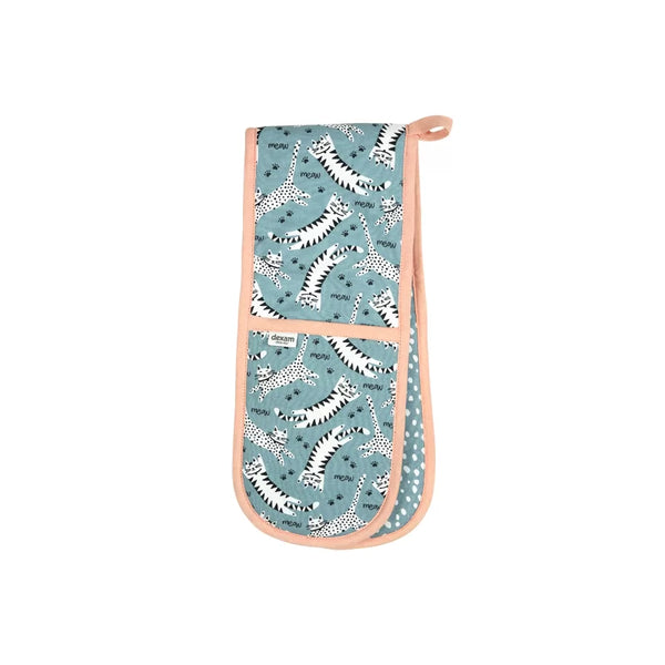 dexam Meow Recycled Cotton Double Oven Gloves - Blue