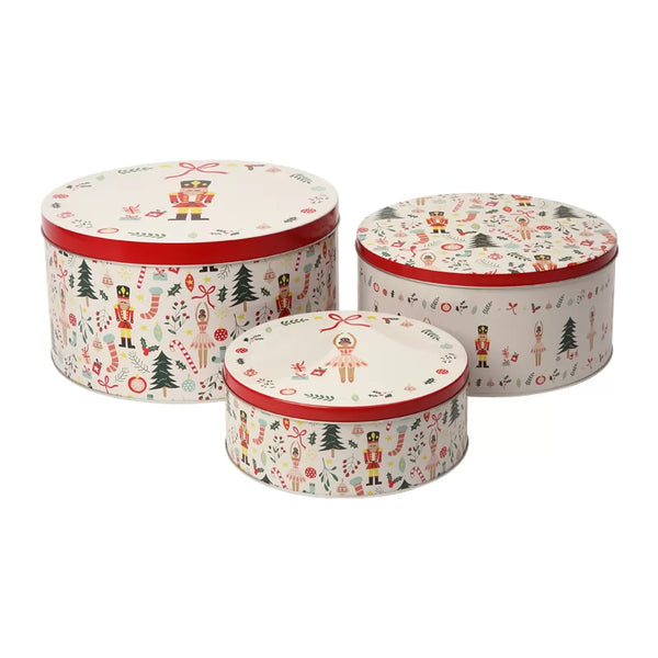 Dexam Nutcracker Set Of 3 Round Cake Tins