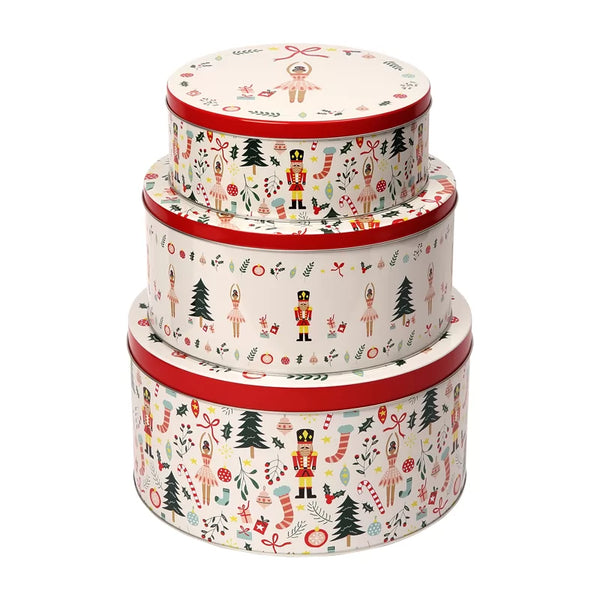 dexam Nutcracker Set of 3 Round Cake Tins
