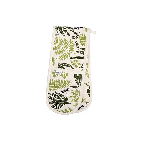 dexam Organic Fern Double Oven Gloves - Green