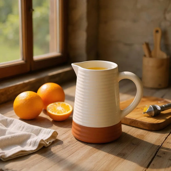 Dexam Porto Terracotta Ribbed Jug - Stone