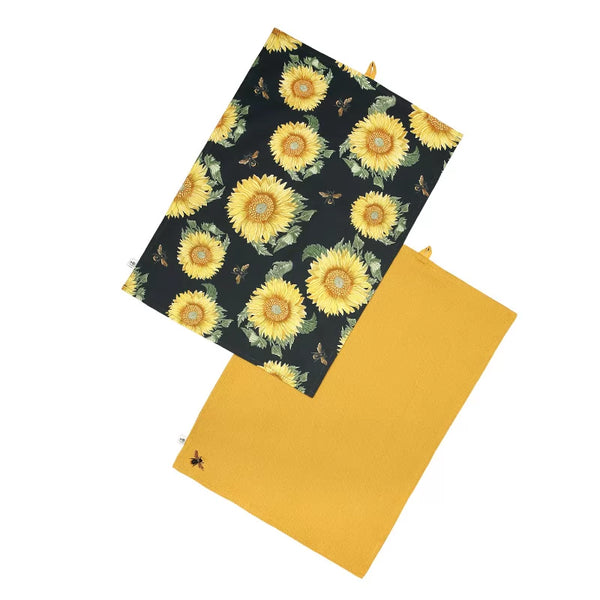 dexam RHS Sunflower Set of 2 Tea Towels - Navy
