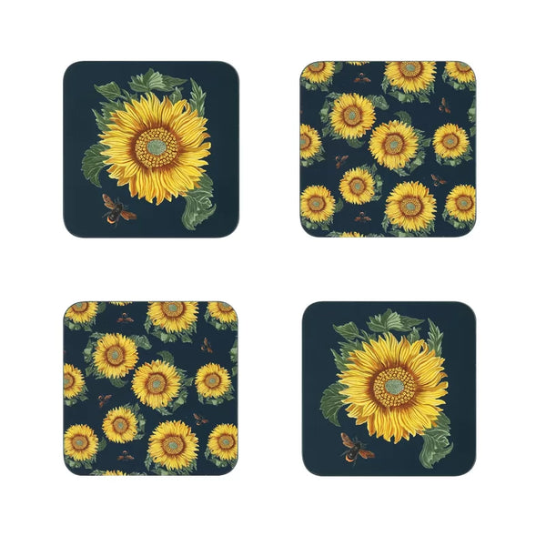 Dexam RHS Sunflower Set Of 4 Coasters - Navy