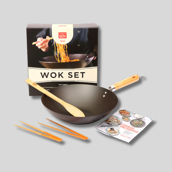 dexam School of Wok Pre-Seasoned Wok Set