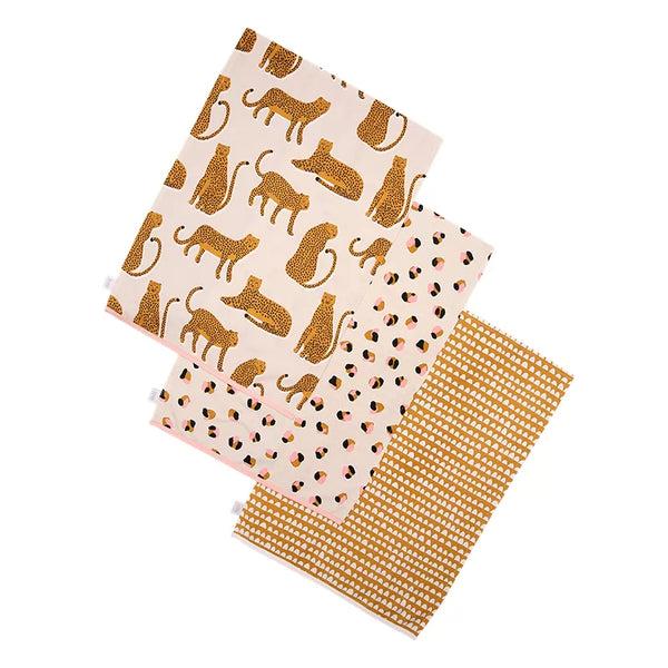 dexam Scion Lionel Set of 3 Tea Towels - Ginger