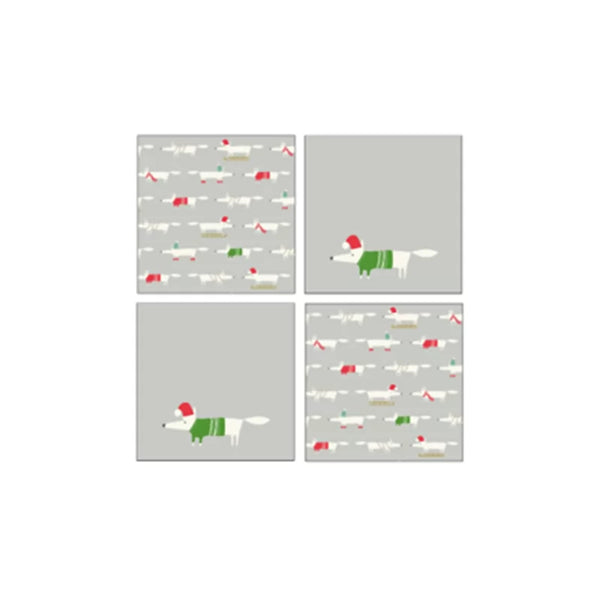 dexam Scion Mr Fox Christmas Set of 4 Napkins - Grey