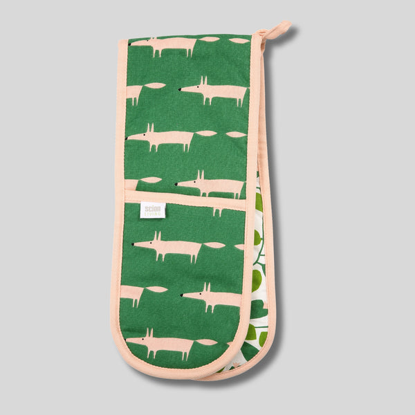 dexam Scion Mr Fox Double Oven Gloves - Mint Leaf