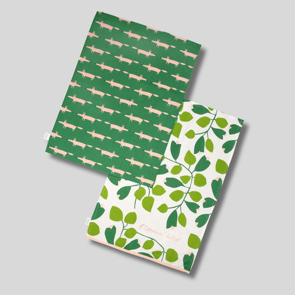 dexam Scion Mr Fox Set of 2 Tea Towels - Mint Leaf