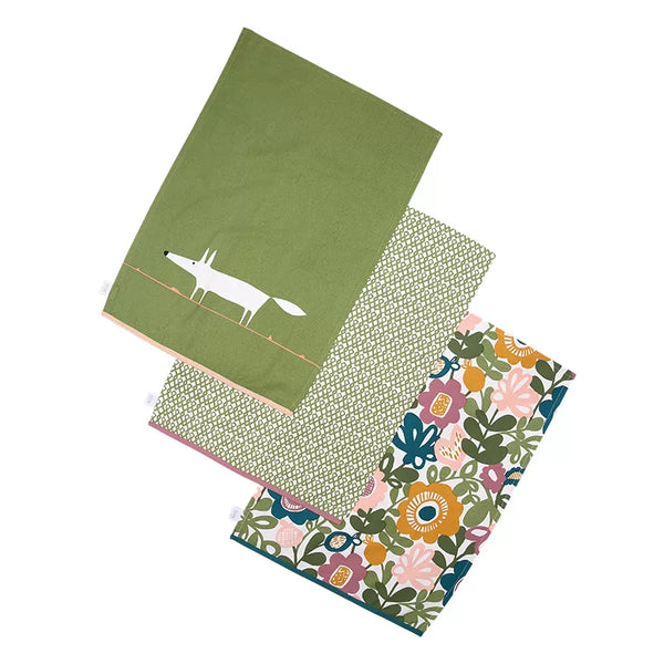 dexam Scion Mr Fox Set of 3 Tea Towels - Spruce