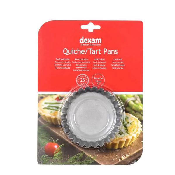 dexam Set of 4 4"/10cm Non-Stick Quiche/Tart Pans