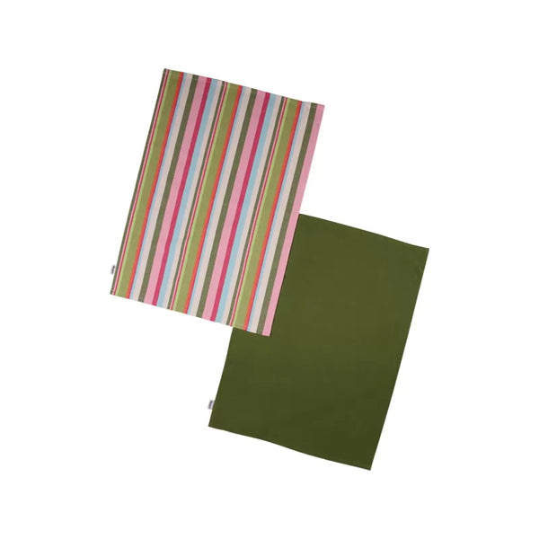 Dexam Striped Recycled Cotton Set Of 2 Tea Towels