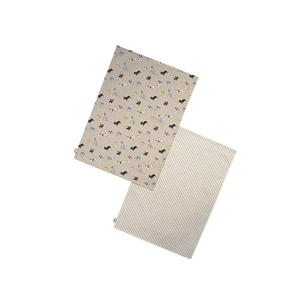 dexam Woof Set of 2 Tea Towels - Stone