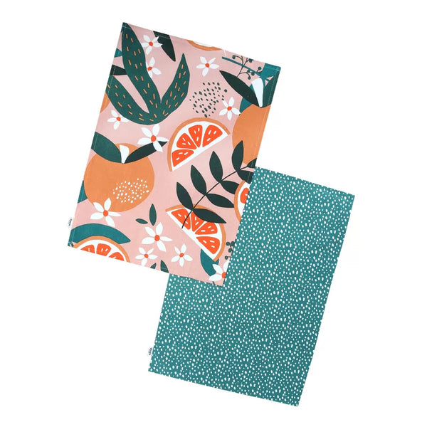dexam Exotic Fruit Recycled Cotton Set of 2 Tea Towels - Blush