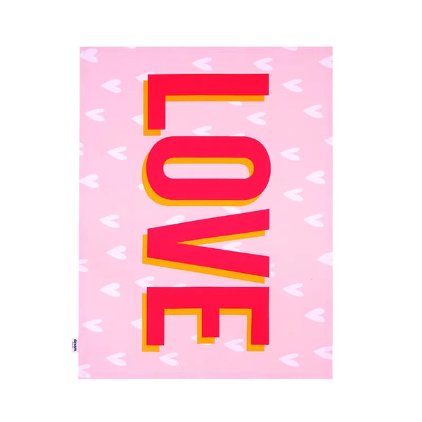 dexam Happy Place Love Recycled Cotton Tea Towel - Pink