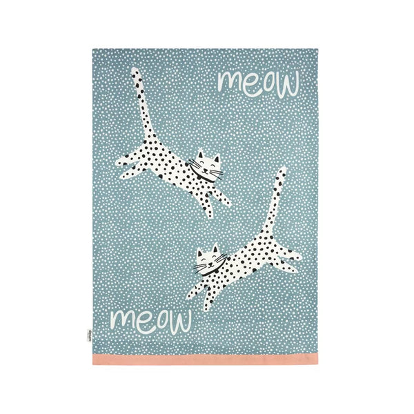 Dexam Meow Recycled Cotton Set Of 2 Tea Towels - Blue