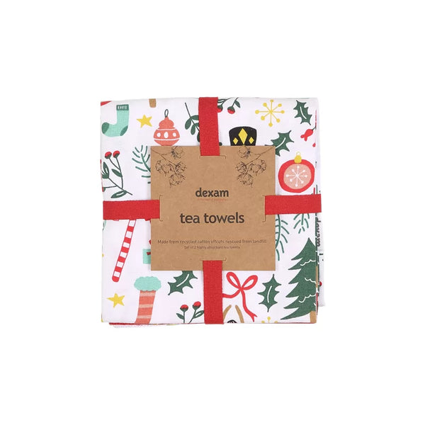 Dexam Nutcracker Recycled Cotton Set Of 2 Tea Towels
