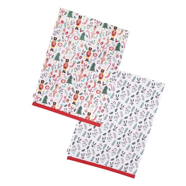 dexam Nutcracker Recycled Cotton Set of 2 Tea Towels