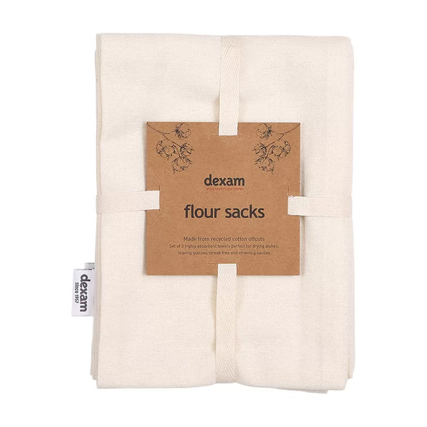 dexam Recycled Cotton Set of 3 Flour Sack Towels – Beige