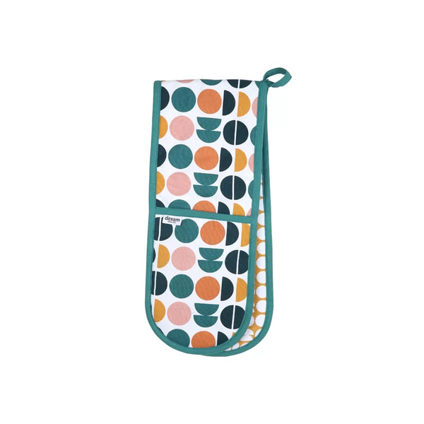 dexam Retro Spot Recycled Cotton Double Oven Gloves - Teal