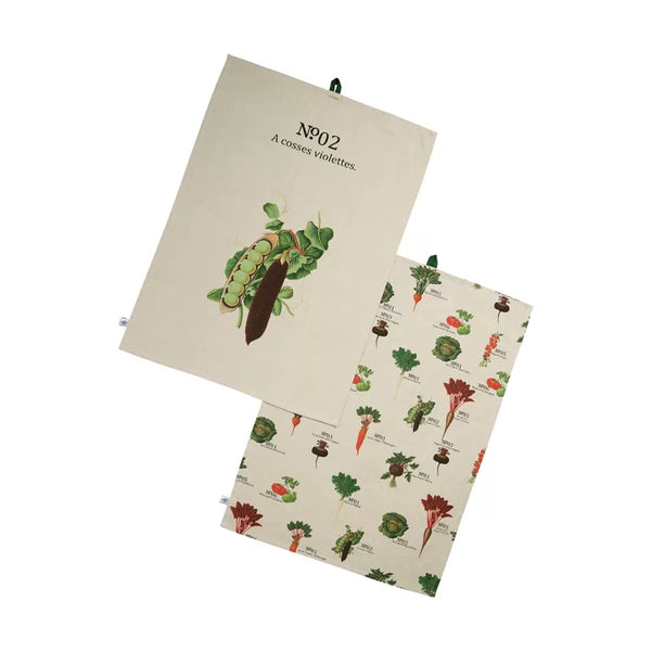 dexam RHS Benary Vegetables Set of 2 Tea Towels - Stone
