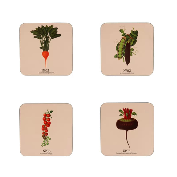 dexam RHS Benary Vegetables Set of 4 Coasters - Stone